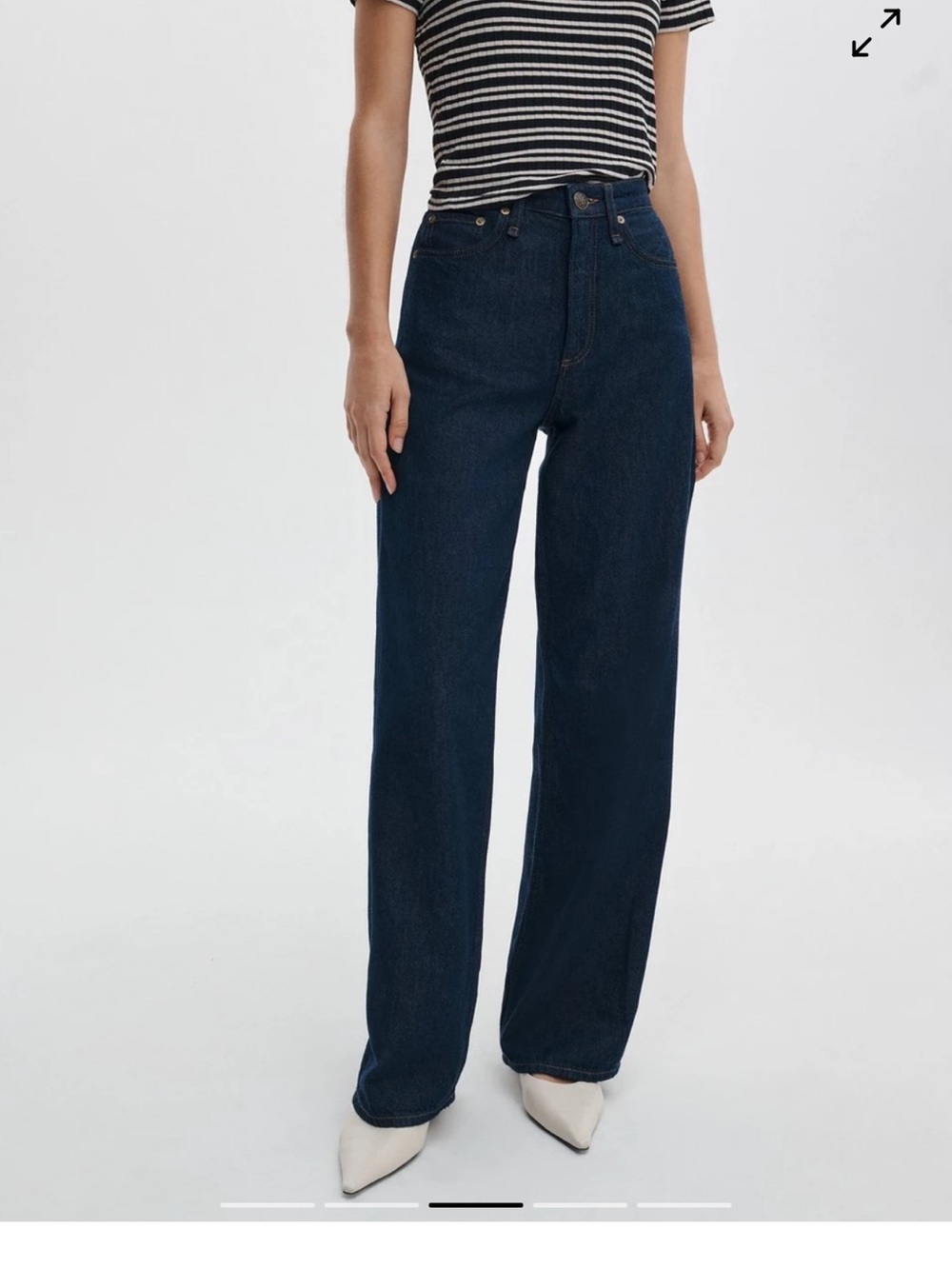 Dark Blue Logan Mid-Rise Wide-Leg Jeans